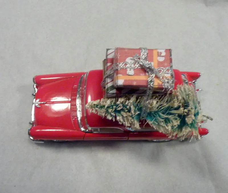 Red Chevy Nomad, Red Truck decor, Diecast car decor, Christmas decorations