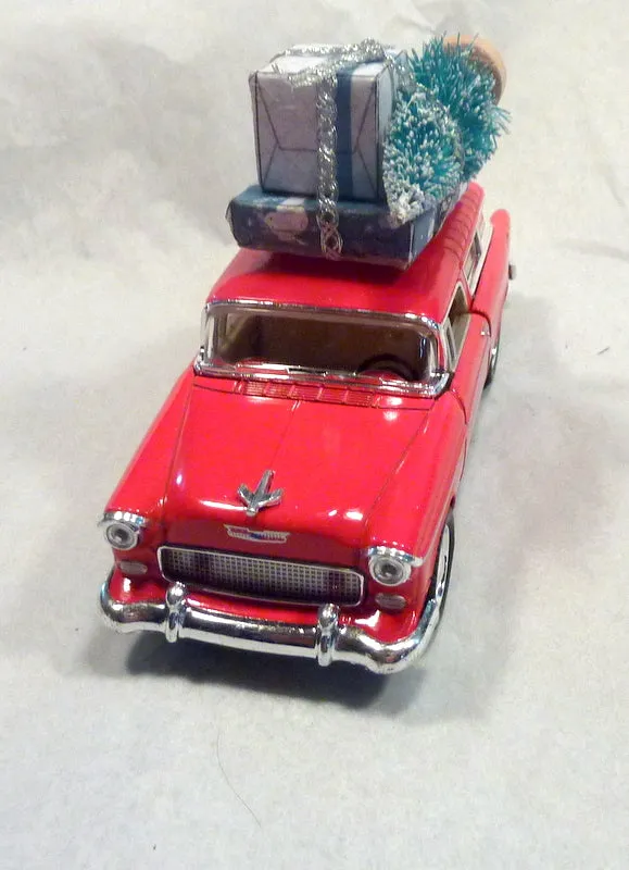 Red Chevy Nomad, Red Truck decor, Diecast car decor, Christmas decorations