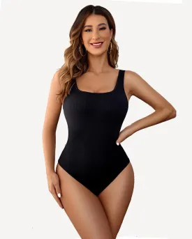 Ribbed Sleeveless Bodysuits Shapewear