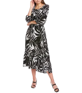 Ruffled Printed Textured Breathable Rayon Crepe Dress with elastic waist and self belt in black floral print