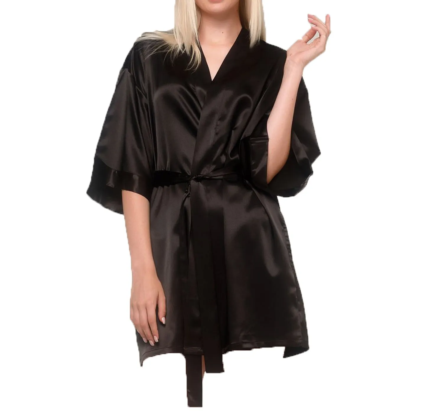 Satin Kimono Short Robe