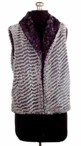 Shawl Collar Vest - Desert Sand Faux Fur with Cuddly Fur in Black