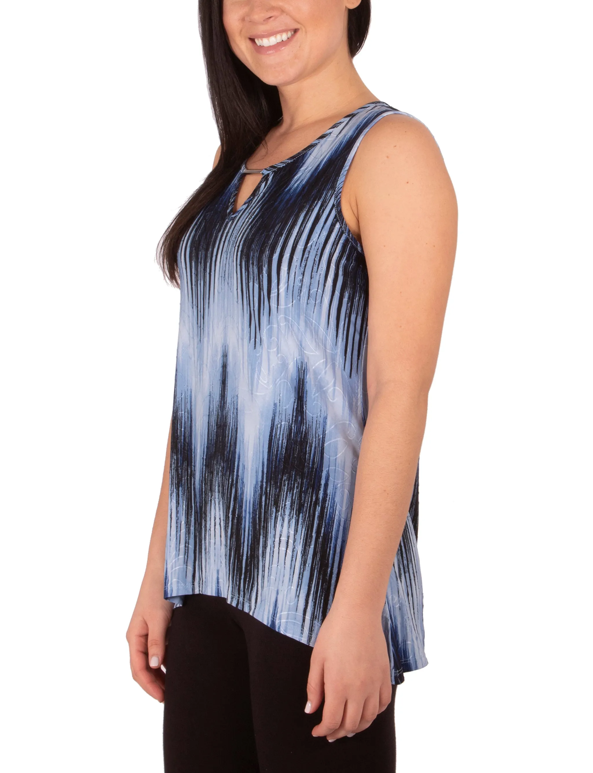 Sleeveless Sharkbite Top With Neck Hardware