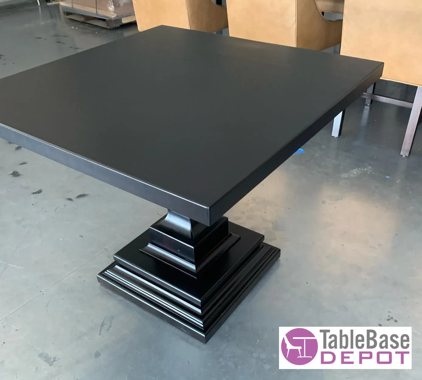 Solid Black Finish Pine Restaurant Tabletops Any Custom Size