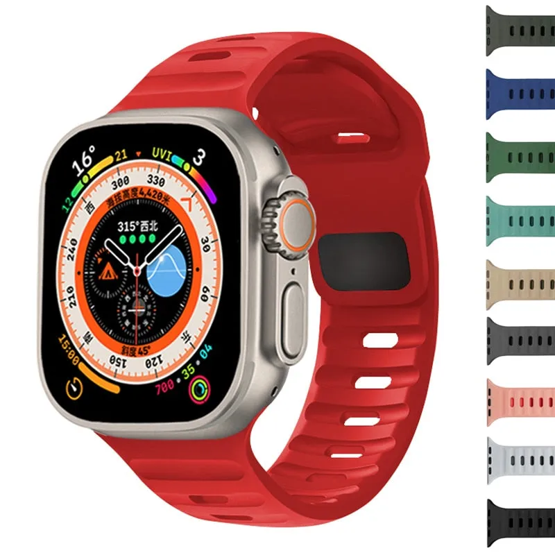 Sporty Silicone Strap For Apple Watch Band