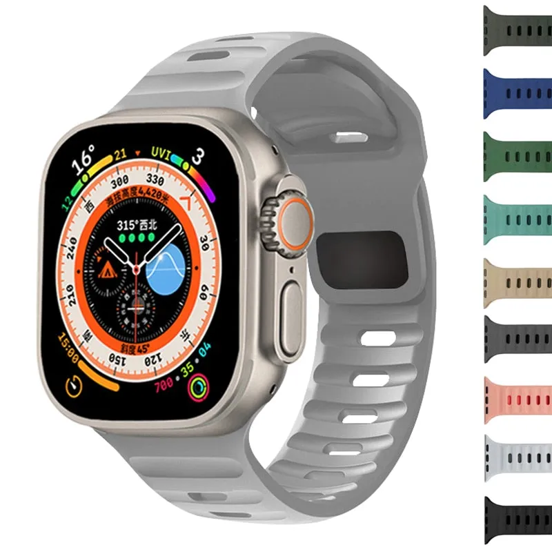 Sporty Silicone Strap For Apple Watch Band