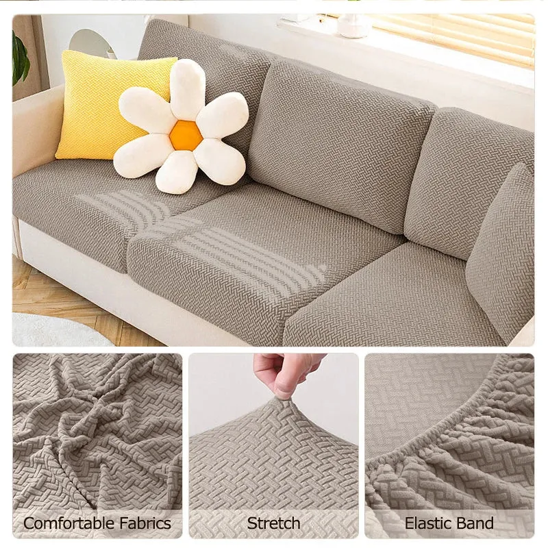 Stretch Jacquard Sofa Seat Cover - Waterproof & Durable