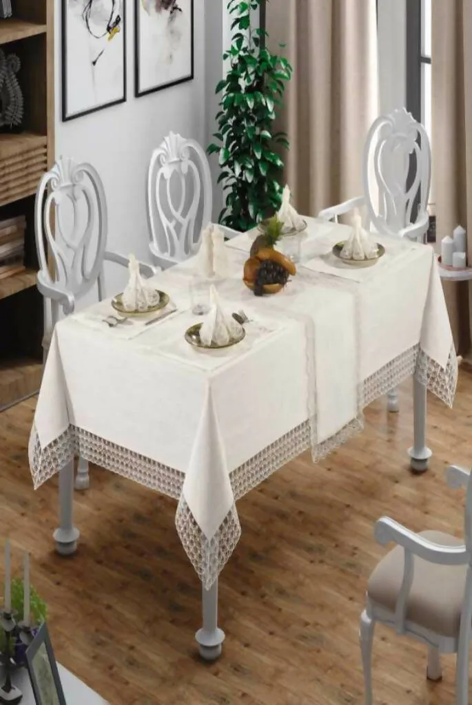 Tablecloth, Runner and Placemat Set for Wedding Gift or Anniversary, Family Gatherings, or Housewarming Gift, 26-Piece Farmhouse Style Set