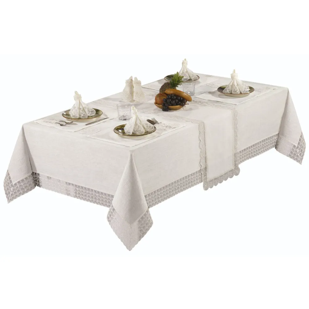 Tablecloth, Runner and Placemat Set for Wedding Gift or Anniversary, Family Gatherings, or Housewarming Gift, 26-Piece Farmhouse Style Set