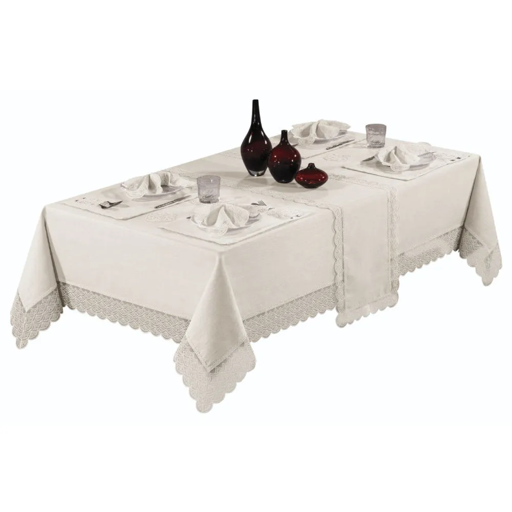 Tablecloth, Runner and Placemat Set for Wedding Gift or Anniversary, Family Gatherings, or Housewarming Gift, 26-Piece Farmhouse Style Set