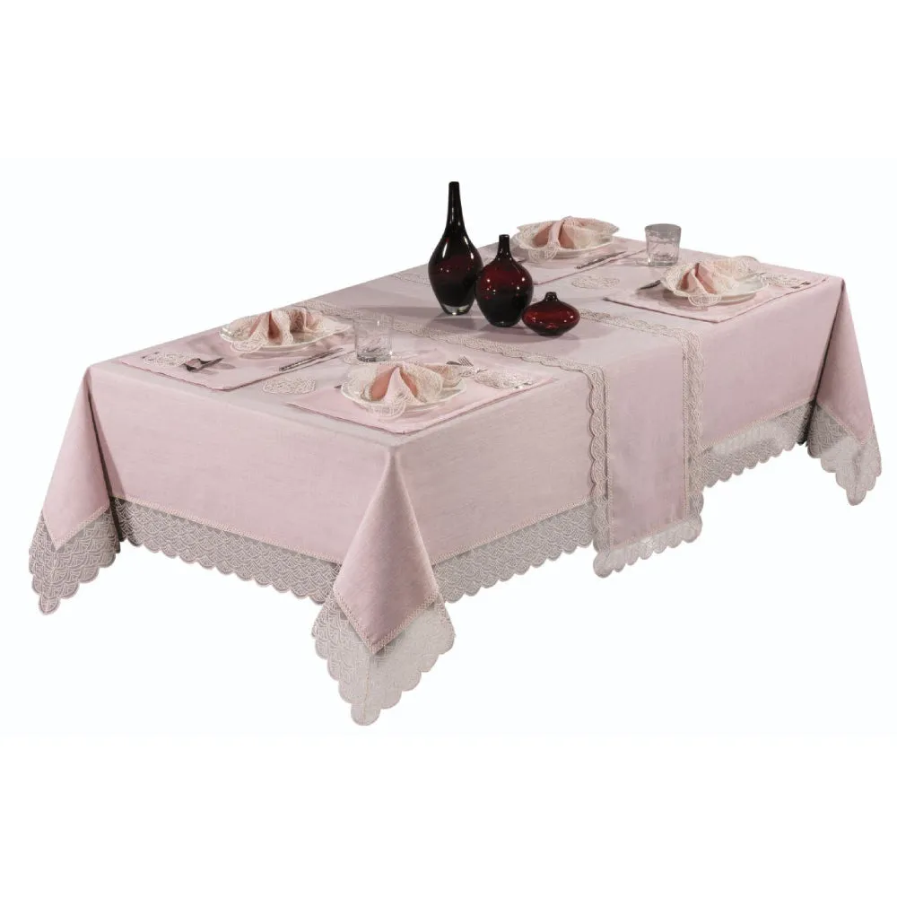 Tablecloth, Runner and Placemat Set for Wedding Gift or Anniversary, Family Gatherings, or Housewarming Gift, 26-Piece Farmhouse Style Set