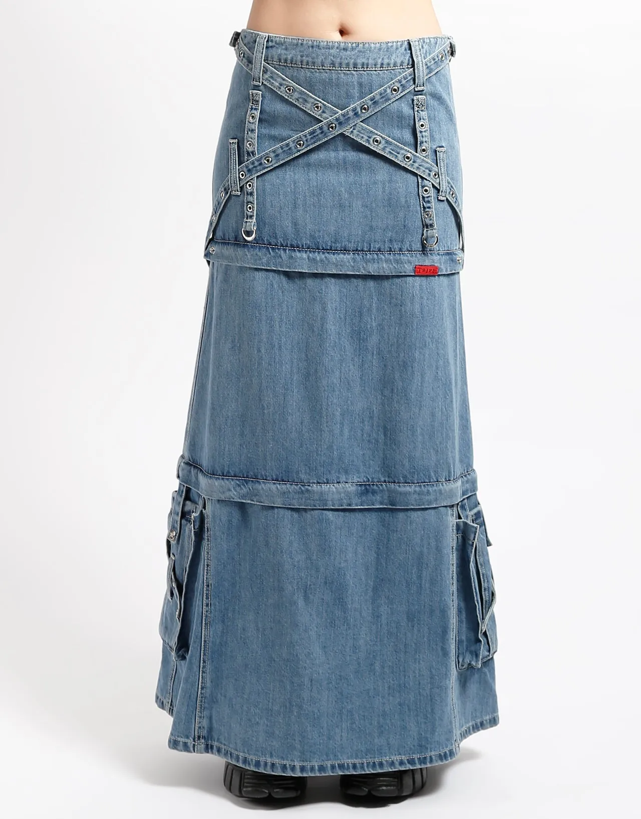 TRIPLE ZIP OFF SKIRT LIGHT DENIM