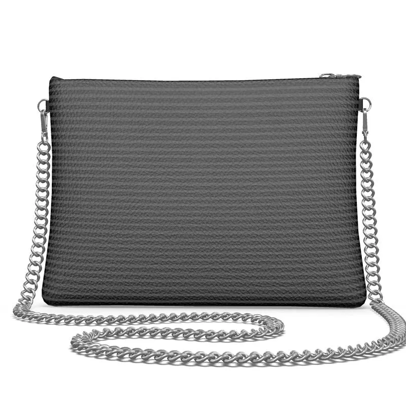 Vampire Art Grunge Goth Black Striped Preppy Crossbody Bag with Chain