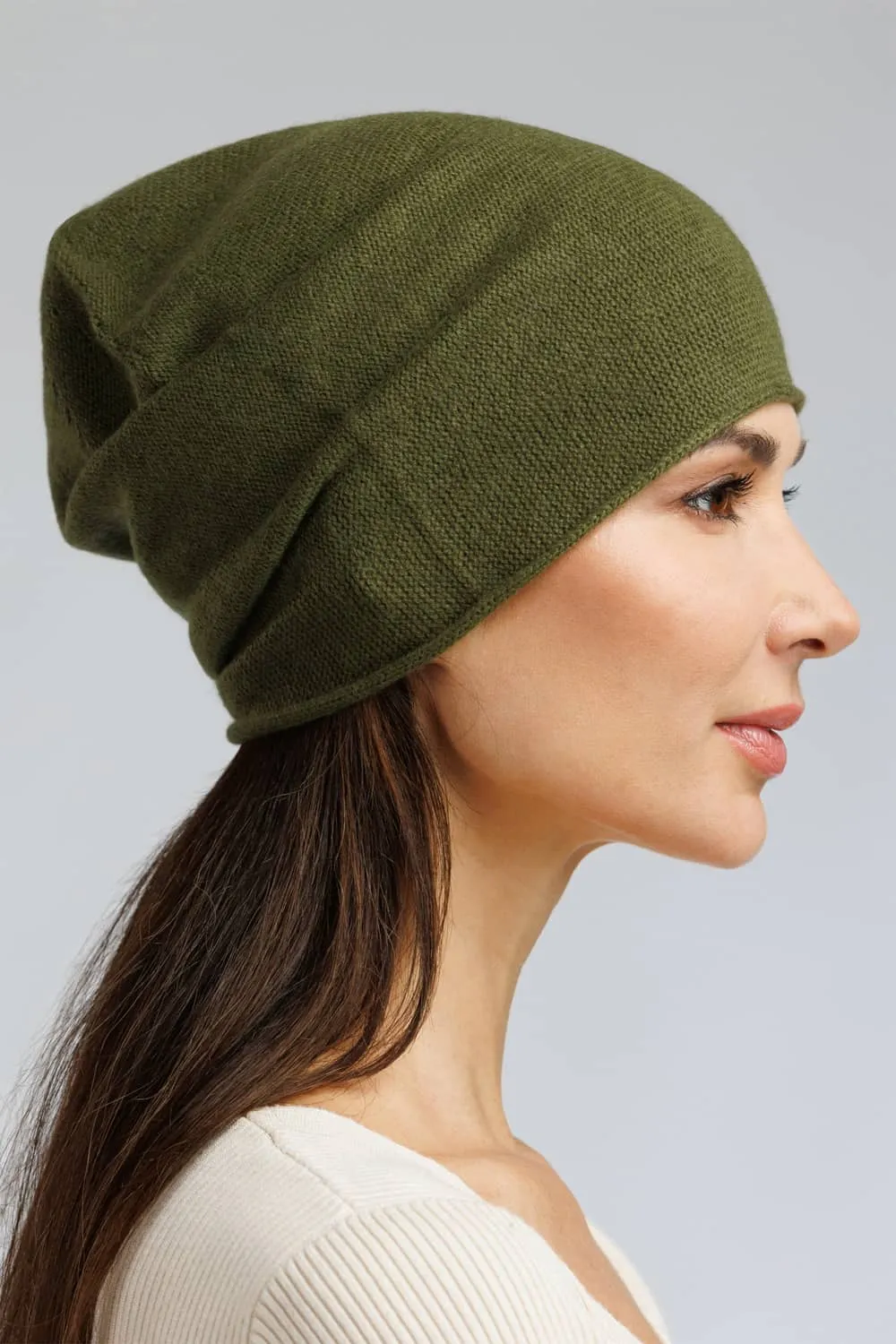 Women's 100% Cashmere Slouchy Beanie Hat